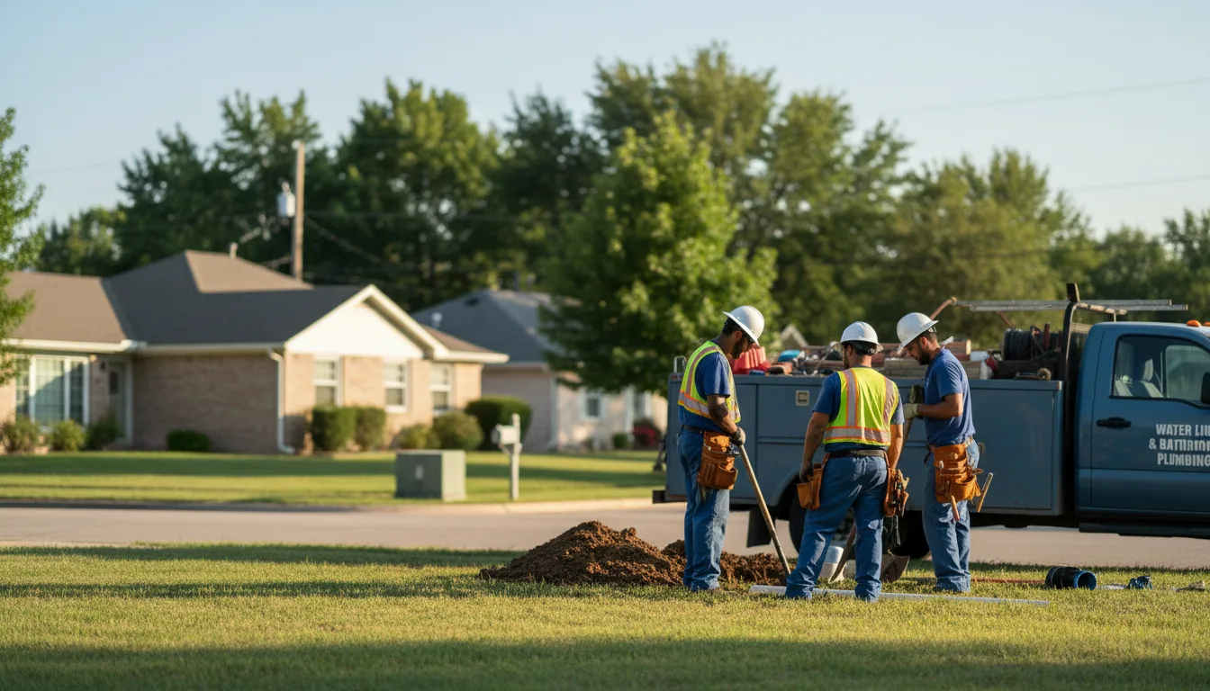Residential water line and bathroom plumbing service in Hillsdale, OK